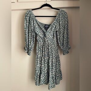 Angie Teal and Cream Dress Cactus Print Size Small